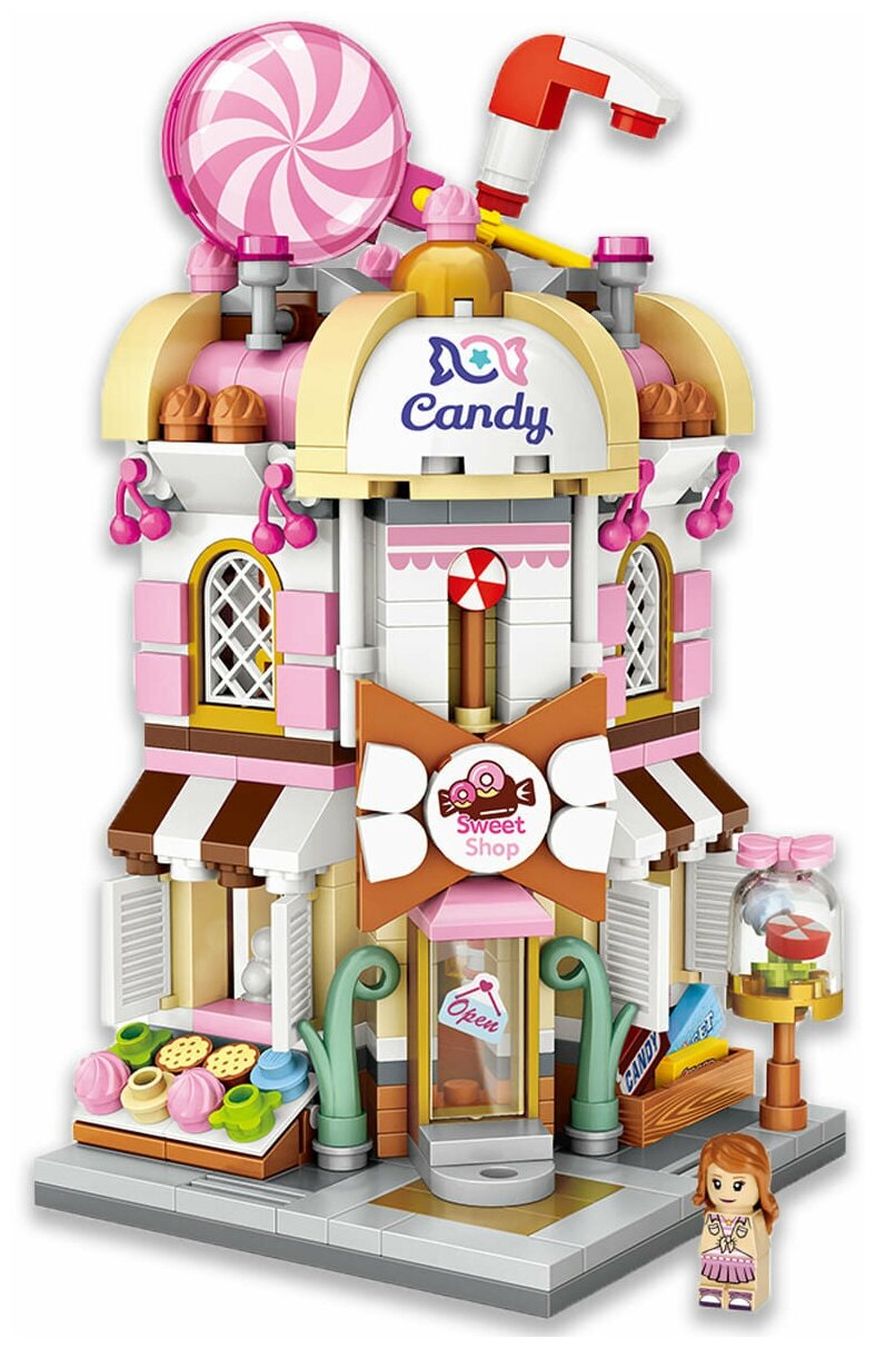 Конструктор LOZ mini Кондитерская лавка 456 деталей NO. 1644 Candy Shop Street mini Series