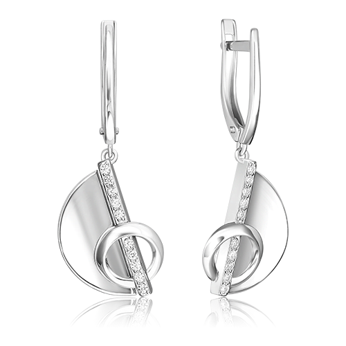 Серьги PLATINA из серебра 925 пробы с фианитом
