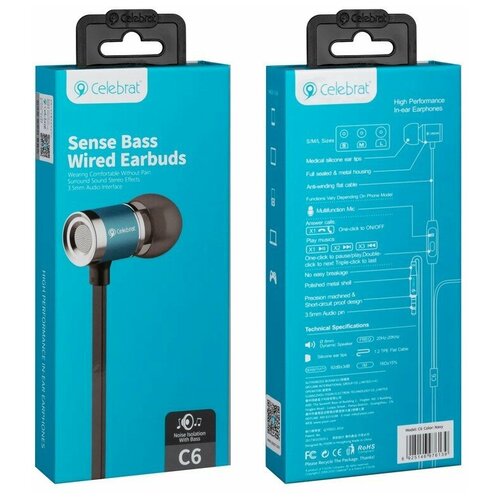Наушники CELEBRAT C6 синий NAVY 75000₽