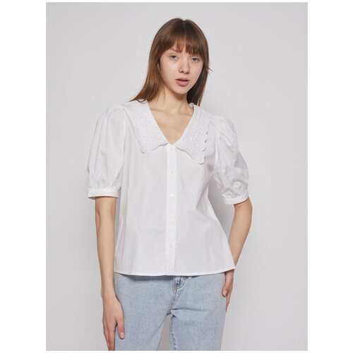 Блузка с акцентным воротничком, цвет Белый, размер XS