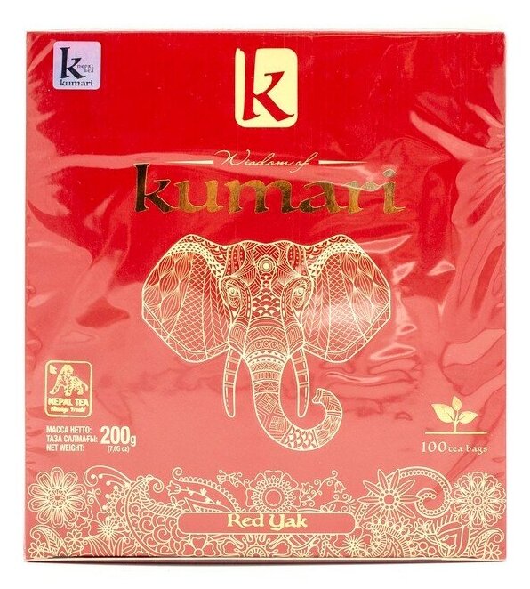 Чай Wisdom of Kumari "Красный як" чёрный мелкий 100 пакетиков по 2г / черный чай в пакетиках / чай Кумари - фотография № 2