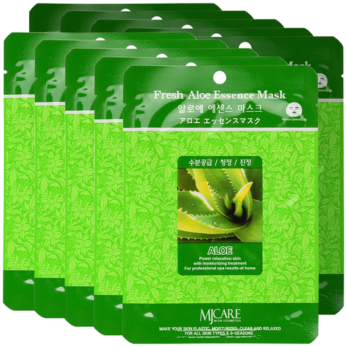 Маска для лица тканевая с алоэ Mijin Fresh Aloe Essence Mask, 23 г - 10 шт