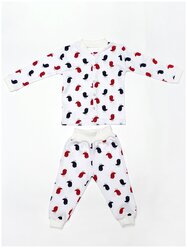 Мягкий комплект одежды для малыша из 100% хлопка MOON/для мальчика/для девочки/ гипоаллергенный/брюки+кофта/цвет белый с принтом,68-74 см,6-9 мес