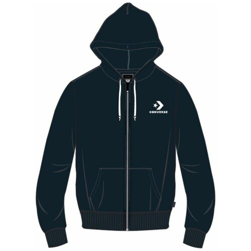 фото Толстовка converse star chevron emb fz hoodie ft 10008925467 с капюшоном синяя (l)