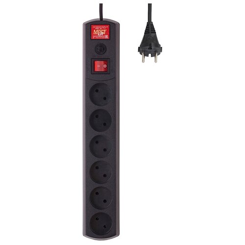 Сетевой фильтр MOST Lite LR 6 розеток 1.7 м черный