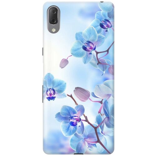 фото Gosso ультратонкий силиконовый чехол-накладка для sony xperia l3 с принтом "голубые орхидеи"