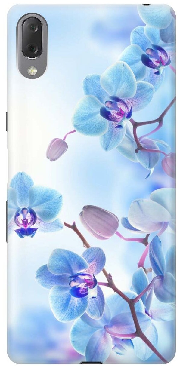 GOSSO Ультратонкий силиконовый чехол-накладка для Sony Xperia L3 с принтом "Голубые орхидеи"