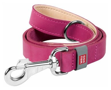 Collar поводок кожаный Waudog Classic 14 мм. х 122 см, Розовый