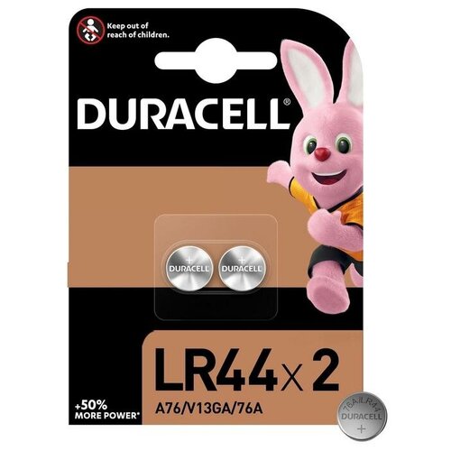 Батарейка алкалиновая Duracell, LR44 (А76, KA76, V13GA)-2BL, 1.5В, блистер, 2 шт./В упаковке шт: 1