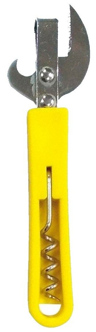 Открывалка для бутылок со штопором / Консервный нож, желтый / Открывалка для банок / Открывашка / Штопор