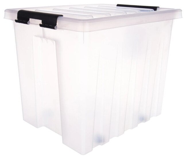 Контейнер Rox Box с роликами 50х39х39 см, 50 л, пластик прозрачный с крышкой