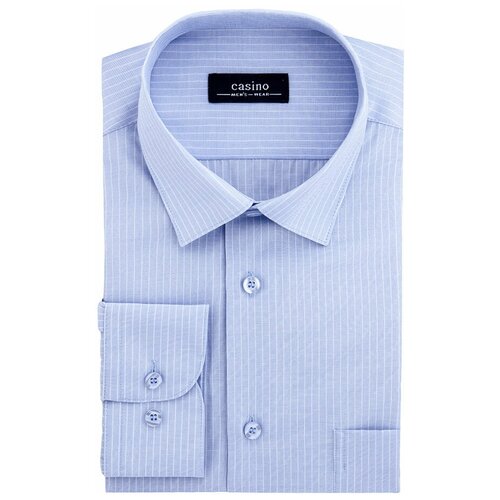 фото Рубашка мужская длинный рукав casino c201/156/2870/z, полуприталенный силуэт / regular fit, цвет голубой, рост 174-184, размер ворота 39
