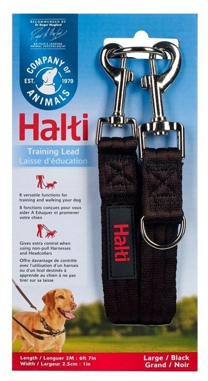 Поводок-перестежка для собак Company of Animals "HALTI Training Lead", черный, 200х2.5см (Великобритания) - фотография № 1