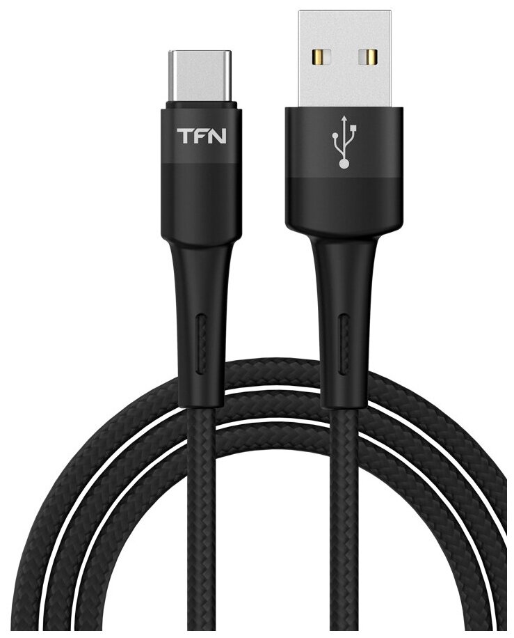 Комплект 3 штук Кабель интерфейсный TFN USB - TypeC 1.2м. черный (TFN TFN-С-ENV-AC1M BK)