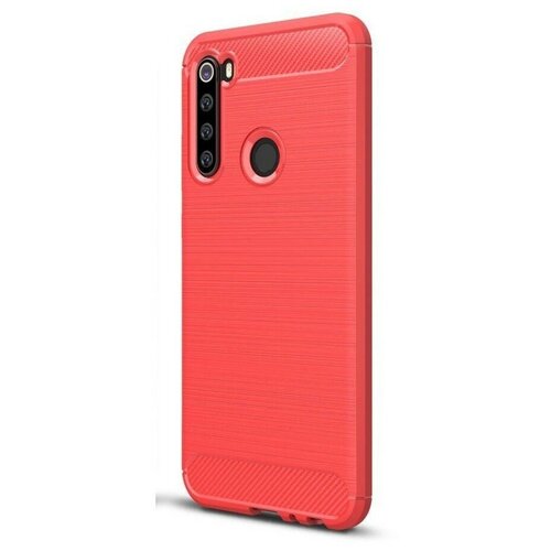 Накладка силиконовая для Xiaomi Redmi Note 8 под карбон и сталь красная