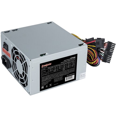 Блок питания 550W ExeGate CP550 ATX SC 8cm fan 24pin 4pin 3xSATA 2xIDE FDD кабель 220V с защитой от выдергиванияEX282067RUS-S 134400₽