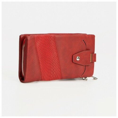 фото Кошелёк на молнии, с ручкой, цвет красный нет бренда