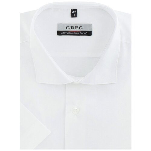 фото Рубашка мужская короткий рукав greg 103/101/8053/zv, приталенный силуэт / slim fit, цвет белый, рост 174-184, размер ворота 38