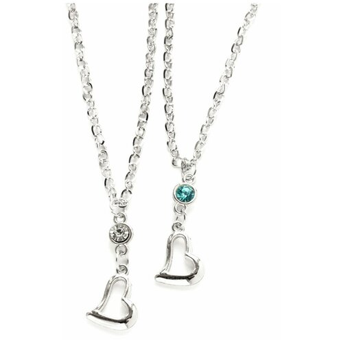 Комплект украшений, длина 45 см, голубой, серебряный парные кулоны подвески best friend два сердца серебряный на цепочке