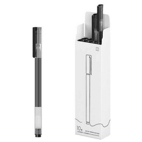 Ручка Xiaomi Mi High-capacity Gel Pen (BHR4603GL), гелевая, набор 10 шт, черная pen box pencil bag leather fountain pen case cowhide high capacity 36 pen holder pouch creative zipper pencil case
