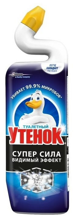 Гель для унитаза Туалетный Утенок Супер сила Видимый эффект, 900 мл