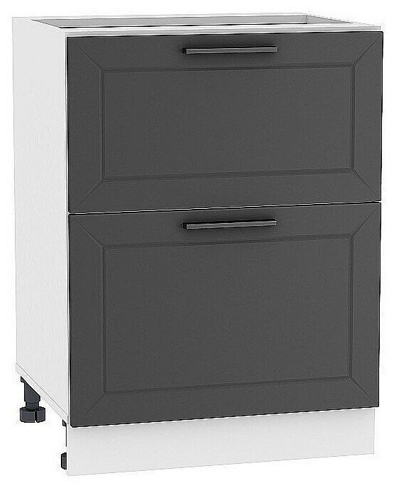 Шкаф кухонный напольный Полюс 60 см с 2-мя ящиками, МДФ Soft-touch темно-серый