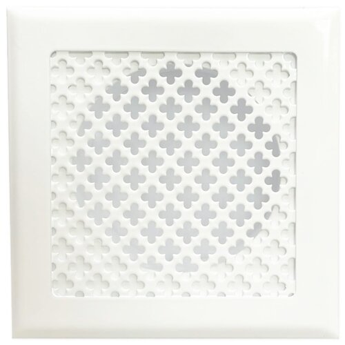 Решетка металлическая на магнитах 150х150 мм, белая матовая, (РФП 150 Цветок) с фланцем