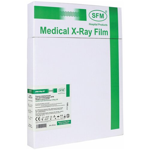 Рентген. пленка рентген. зелен. SFM X-Ray GF 24х30 см, 100л/уп рентгеновская пленка зеленочувствительная sfm x ray gf комплект 100 л 30х40 см 629105