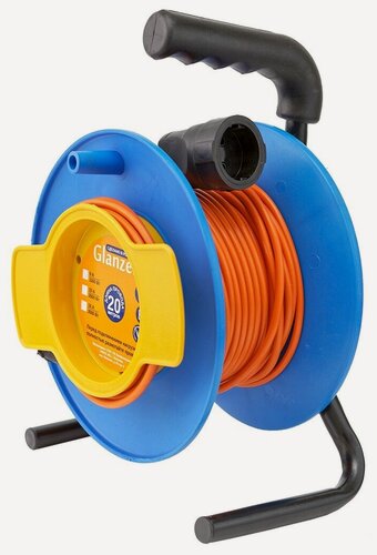 Изображение товара Удлинитель силовой на катушке GLANZEN ПВС 3х0,75 20м EC-20-014