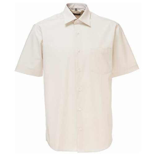 фото Рубашка мужская короткий рукав greg gb520/309/bg, прямой силуэт / сlassic fit, цвет бежевый, рост 174-184, размер ворота 38