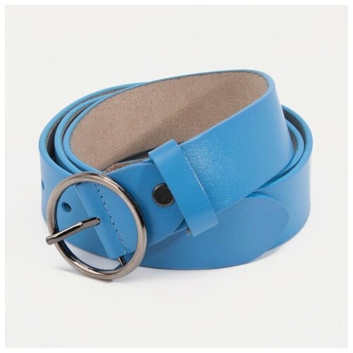 фото Ремень, ширина 3,5 см, винт, пряжка тёмный металл, цвет голубой magic store