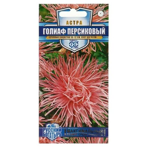 Семена цветов Астра Голиаф персиковый, однолетняя, серия Русский богатырь, 0,3 г астра голиаф персиковый 0 3 г