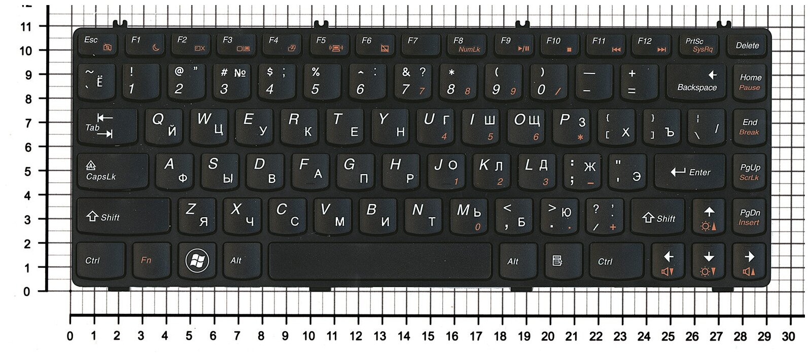 Клавиатура для ноутбука Lenovo 25-012135 русская черная с черной рамкой