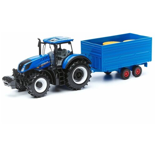 Трактор Bburago New Holland Farm tractor (18-44060) 1:32, 13 см, синий трактор bburago 1 32 new holland t7 315 с прицепом 18 44060