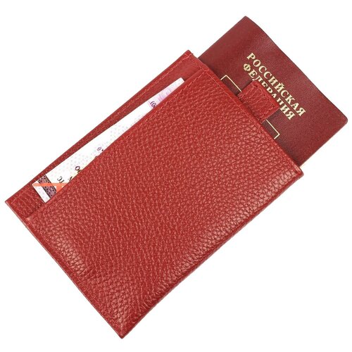 фото Обложка для паспорта , натуральная кожа, отделение для карт, красный кроко