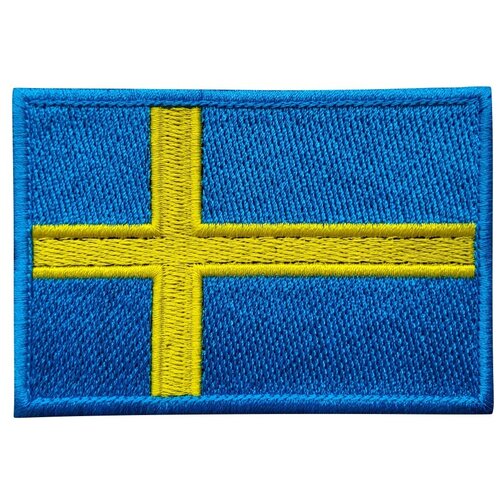 Нашивка (шеврон, патч) на липучке, Стежкофф, Флаг Швеции, 8,5х6 см, 1 штука