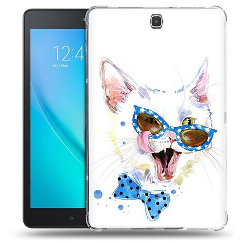 Чехол задняя-панель-накладка-бампер MyPads белый кот для Samsung Galaxy Tab A 9.7 SM-T555/T550 противоударный