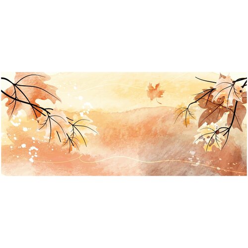Фотообои Уютная стена Осенний вальс листьев акварелью 640х270 см Бесшовные Премиум (единым полотном)