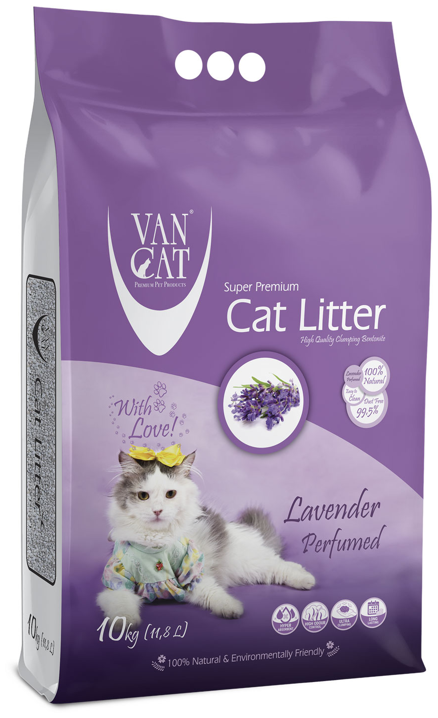 Van Cat Lavender комкующийся наполнитель для кошачьих туалетов, без пыли, с ароматом лаванды 10 кг