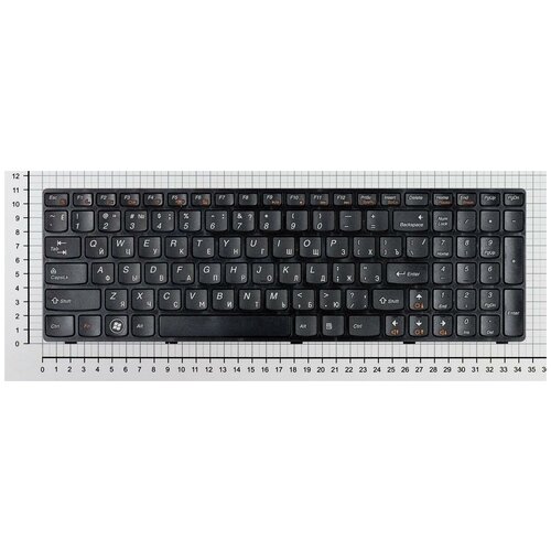 Клавиатура для ноутбука Lenovo 25012449 черная с черной рамкой ножка крепежа в отдалении от шлейфа 87000₽