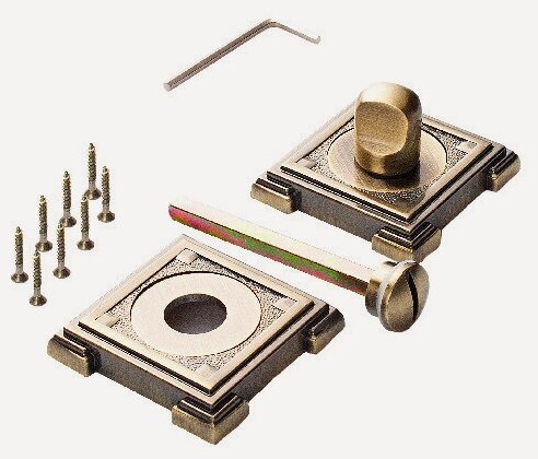 Изображение товара Завертка сантехническая/межкомнатная, накладная, квадратная к ручкам ренц, бронза античная