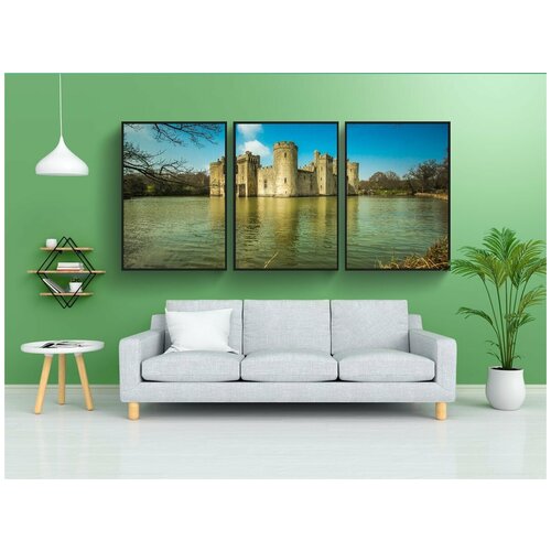 фото Набор модулных постеров для интерьера "замок бодиам, замок, озеро" 60x90 см. в тубусе, без рамки lotsprints