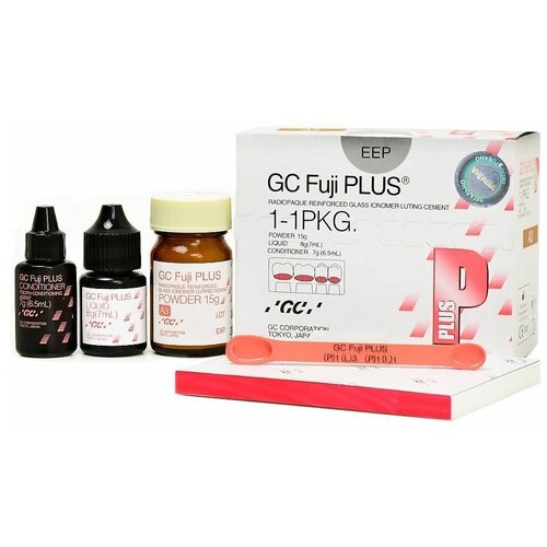 GC/FUJI PLUS (фуджи плюс) Набор для цементирования стоматологический, цвет А3, порошок 15г жидкость 7 мл кондиционер 6,5 мл