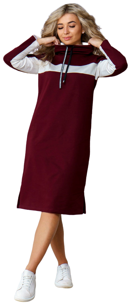 Женское платье арт. 16-0849 Сливовый размер 50 Футер НСД Трикотаж рисунок Однотонный - фотография № 1