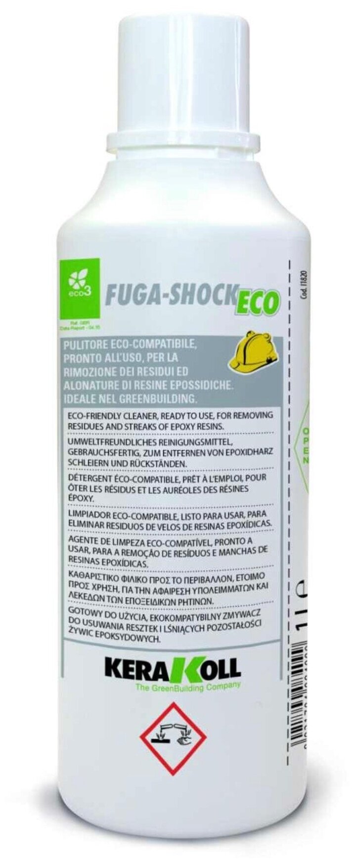 Очиститель эпоксидной затирки Fuga Shock Eco Kerakoll 1 литр / строительный / для эпоксидной затирки / очиститель кафеля после затирки - фотография № 3