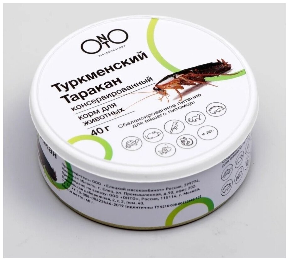 Консервированный корм ONTO для грызунов и птиц, туркменский таракан, 40 г - фотография № 5
