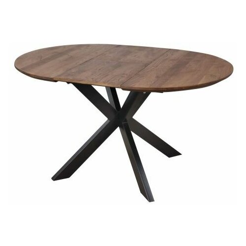 Стол раздвижной Раунд, дуб мореный + черный, массив