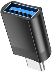 Адаптер-переходник Hoco UA17 Type-C - USB 3.0 черный, поддержка OTG функции и передачи данных, зарядка 2A / 4A.