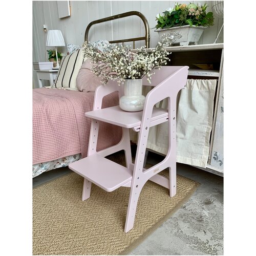 Растущий стул для детей FORLIKE розовая пастель, с подлокотниками