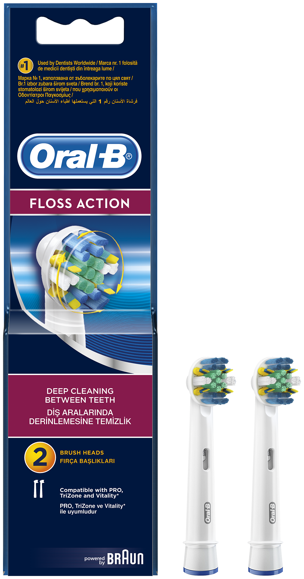 Набор насадок Oral-B FlossAction EB 25-2 для  ирригатора и электрической щетки, белый, 2 шт.